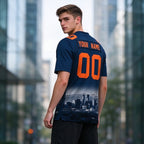 Custom Embroidered Denver City Skyline Football Jersey, Personalized Football Sports T-Shirts For Men Women Youth Boy