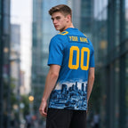 Custom Embroidered Los Angeles City Skyline Football Jersey, Personalized Football Sports T-Shirts For Men Women Youth Boy