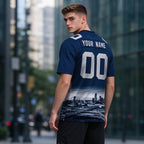 Custom Embroidered Dallas City Skyline Football Jersey, Personalized Football Sports T-Shirts For Men Women Youth Boy