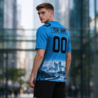 Custom Embroidered Carolina City Skyline Football Jersey, Personalized Football Sports T-Shirts For Men Women Youth Boy