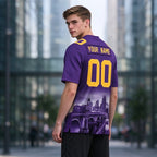 Custom Embroidered Minnesota City Skyline Football Jersey, Personalized Football Sports T-Shirts For Men Women Youth Boy