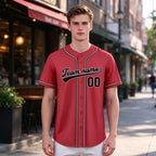 Custom Embroidered Red Black White Baseball Jersey, Personalized Baseball Sports Uniform For  Men Women Youth Boy
