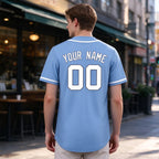 Custom Embroidered Blue White Baseball Jersey, Personalized Baseball Sports Uniform For  Men Women Youth Boy