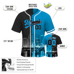 Custom Embroidered Miami City Skyline Baseball Jersey, Hip-Hop Two-tone Design, Personalized Your Name & Number