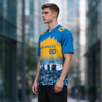 Custom Embroidered Los Angeles City Skyline Football Jersey, Personalized Football Sports T-Shirts For Men Women Youth Boy