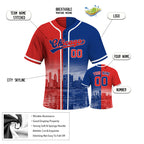Custom Embroidered Chicago City Skyline Baseball Jersey, Hip-Hop Two-tone Design, Personalized Your Name & Number