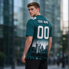 Custom Embroidered Philadelphia City Skyline Football Jersey, Personalized Football Sports T-Shirts For Men Women Youth Boy