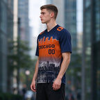 Custom Embroidered Chicago City Skyline Football  Jersey, Personalized Football Sports T-Shirts For Men Women Youth Boy
