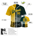 Custom Embroidered Oakland City Skyline Baseball Jersey, Hip-Hop Two-tone Design, Personalized Your Name & Number
