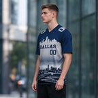 Custom Embroidered Dallas City Skyline Football Jersey, Personalized Football Sports T-Shirts For Men Women Youth Boy