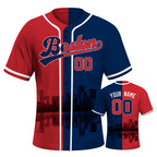 Custom Embroidered Boston City Skyline Baseball Jersey, Hip-Hop Two-tone Design, Personalized Your Name & Number