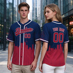 Custom Embroidered Boston City Skyline Baseball Jersey, Hip-Hop Inkjet Design, Personalized Your Name & Number