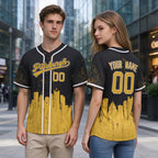 Custom Embroidered Pittsburgh City Skyline Baseball Jersey, Hip-Hop Inkjet Design, Personalized Your Name & Number