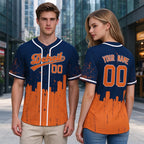 Custom Embroidered Detroit City Skyline Baseball Jersey, Hip-Hop Inkjet Design, Personalized Your Name & Number