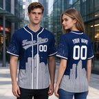 Custom Embroidered Tampa Bay City Skyline Baseball Jersey, Hip-Hop Inkjet Design, Personalized Your Name & Number