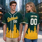 Custom Embroidered Oakland City Skyline Baseball Jersey, Hip-Hop Inkjet Design, Personalized Your Name & Number