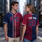 Custom Embroidered Atlanta City Skyline Baseball Jersey, Hip-Hop Two-tone Design, Personalized Your Name & Number