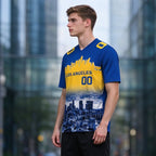 Custom Embroidered Los Angeles City Skyline Football Jersey, Personalized Football Sports T-Shirts For Men Women Youth Boy