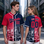Custom Embroidered Minnesota City Skyline Baseball Jersey, Hip-Hop Two-tone Design, Personalized Your Name & Number