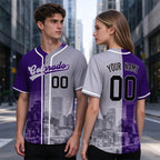 Custom Embroidered Colorado City Skyline Baseball Jersey, Hip-Hop Two-tone Design, Personalized Your Name & Number