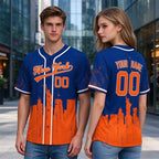 Custom Embroidered New York City Skyline Baseball Jersey, Hip-Hop Inkjet Design, Personalized Your Name & Number