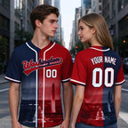 Custom Embroidered Washington City Skyline Baseball Jersey, Hip-Hop Two-tone Design, Personalized Your Name & Number