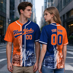 Custom Embroidered New York City Skyline Baseball Jersey, Hip-Hop Two-tone Design, Personalized Your Name & Number