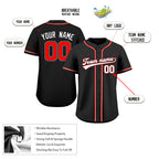 Custom Embroidered Black White Red Baseball Jersey, Personalized Baseball Sports Uniform For  Men Women Youth Boy