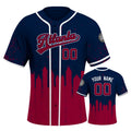 Custom Embroidered Atlanta City Skyline Baseball Jersey, Hip-Hop Inkjet Design, Personalized Your Name & Number