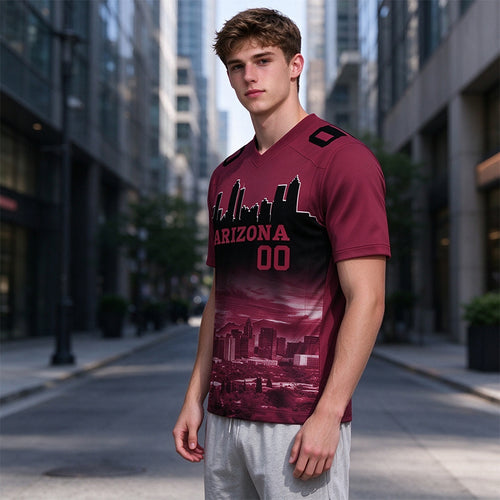 Custom Embroidered Arizona City Skyline Football Jersey, Personalized Football Sports T-Shirts For Men Women Youth Boy