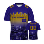 Custom Embroidered Baltimore City Skyline Football Jersey, Personalized Football Sports T-Shirts For Men Women Youth Boy