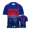 Custom Embroidered Buffalo City Skyline Football Jersey, Personalized Football Sports T-Shirts For Men Women Youth Boy