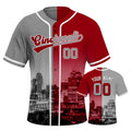 Custom Embroidered Cincinnati City Skyline Baseball Jersey, Hip-Hop Two-tone Design, Personalized Your Name & Number