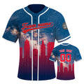 Custom Embroidered CLEVELAND City Skyline Baseball Jersey, Hip-Hop Galaxy Design, Personalized Your Name & Number