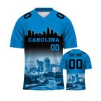 Custom Embroidered Carolina City Skyline Football Jersey, Personalized Football Sports T-Shirts For Men Women Youth Boy