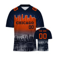 Custom Embroidered Chicago City Skyline Football  Jersey, Personalized Football Sports T-Shirts For Men Women Youth Boy