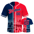 Custom Embroidered Cleveland City Skyline Baseball Jersey, Hip-Hop Two-tone Design, Personalized Your Name & Number