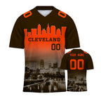 Custom Embroidered Cleveland City Skyline Football Jersey, Personalized Football Sports T-Shirts For Men Women Youth Boy
