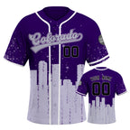 Custom Embroidered Colorado City Skyline Baseball Jersey, Hip-Hop Inkjet Design, Personalized Your Name & Number
