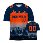 Custom Embroidered Denver City Skyline Football Jersey, Personalized Football Sports T-Shirts For Men Women Youth Boy