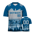 Custom Embroidered Detroit City Skyline Football Jersey, Personalized Football Sports T-Shirts For Men Women Youth Boy