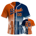 Custom Embroidered Detroit City Skyline Baseball Jersey, Hip-Hop Two-tone Design, Personalized Your Name & Number