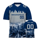 Custom Embroidered Indianapolis City Skyline Football Jersey, Personalized Football Sports T-Shirts For Men Women Youth Boy