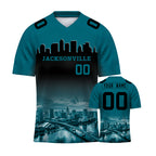 Custom Embroidered Jacksonville City Skyline Football Jersey, Personalized Football Sports T-Shirts For Men Women Youth Boy