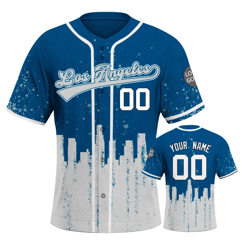 Custom Embroidered Los Angeles City Skyline Baseball Jersey, Hip-Hop Inkjet Design, Personalized Your Name & Number