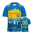 Custom Embroidered Los Angeles City Skyline Football Jersey, Personalized Football Sports T-Shirts For Men Women Youth Boy