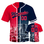 Custom Embroidered Minnesota City Skyline Baseball Jersey, Hip-Hop Two-tone Design, Personalized Your Name & Number