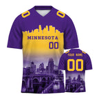 Custom Embroidered Minnesota City Skyline Football Jersey, Personalized Football Sports T-Shirts For Men Women Youth Boy