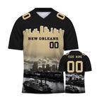 Custom Embroidered New Orleans City Skyline Football Jersey, Personalized Football Sports T-Shirts For Men Women Youth Boy