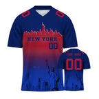 Custom Embroidered New York City Skyline Football Jersey, Personalized Football Sports T-Shirts For Men Women Youth Boy